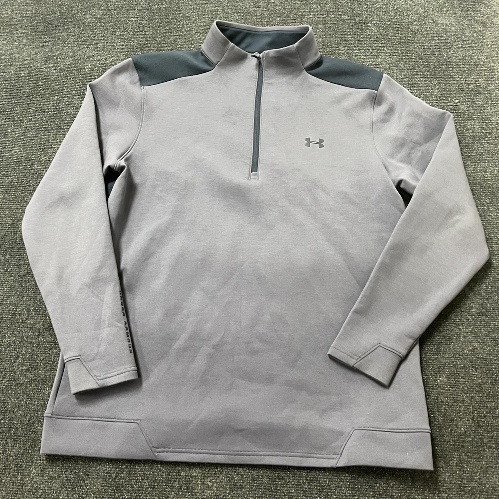 Under Armour Sweater Mens Large Gray Golf 1/4 Zip Pullover Colorblock Top